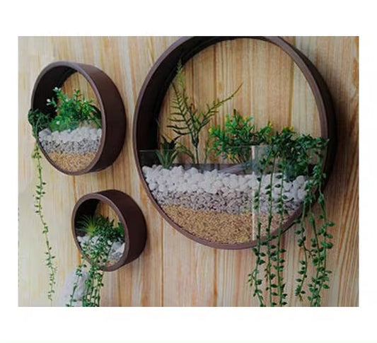 Wooden round Hanging Planter Wall Planters