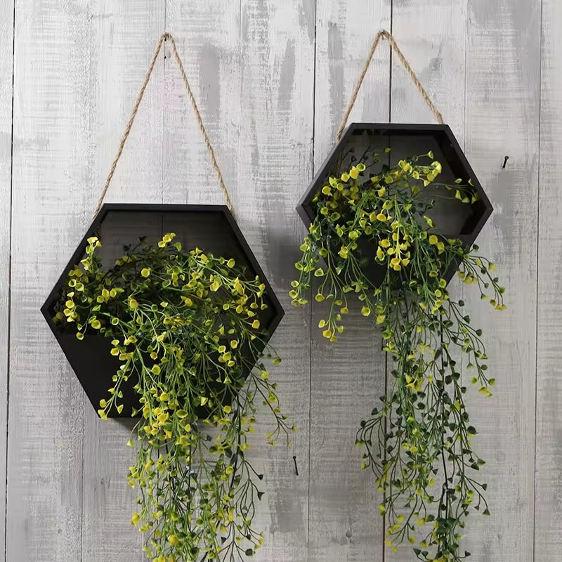 Decorative Flower Pots and Planters Metal Hanging Planter Black Garden Balcony Hanging Wall Greeny Shelf Metal Planter