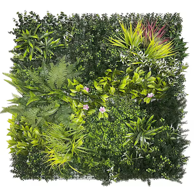 Artificial Wall Plants Panel Vertical Garden Green Plant Wall Artificial Grass Wall with Flowers