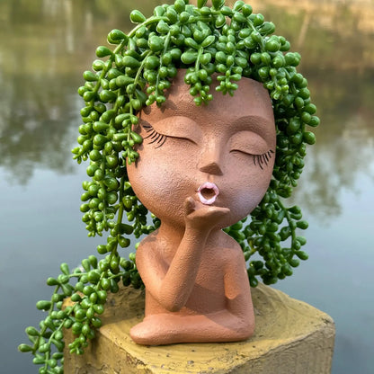 Face Planters Pot Head Flower Pot Garden Flowerpot Kissing Girl Flowerpot Home Decoration Resin Succulent Pots