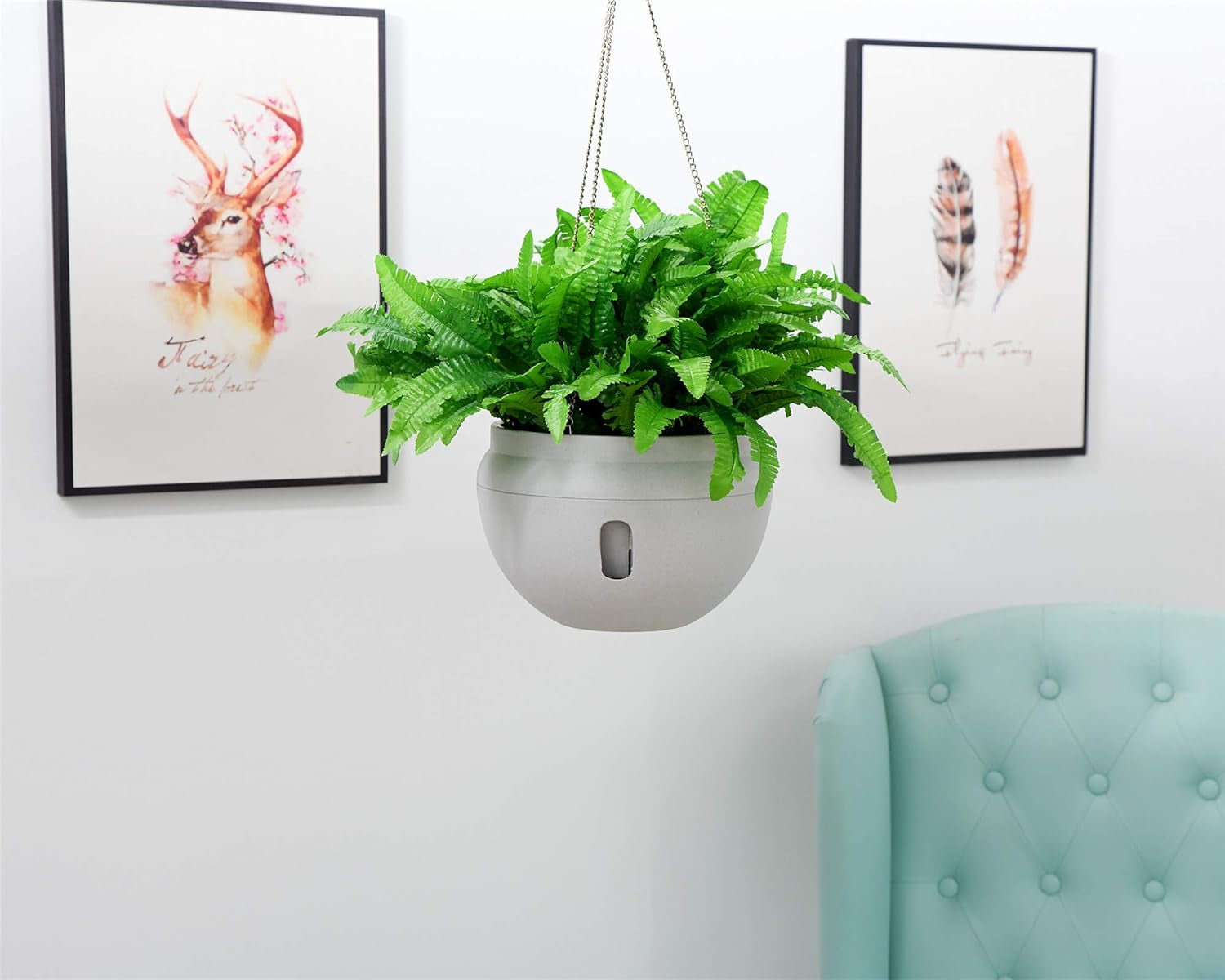 Bowl Shaped Sturdy Plastic Flowerpot, Garden Self Watering Hanging Planter, Creative Water Storage and Release Planter Pot, Indoor Outdoor Decorative Planting Pot