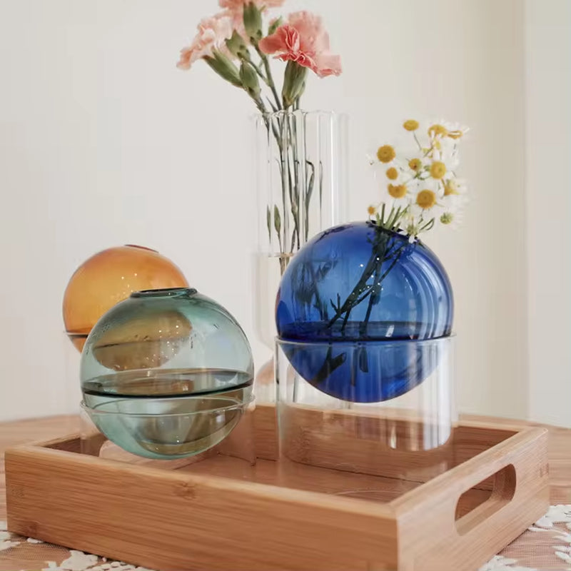 Light Luxury Home Hydroponic Glass Small Vase Transparent Dried Flower Vase Ornaments