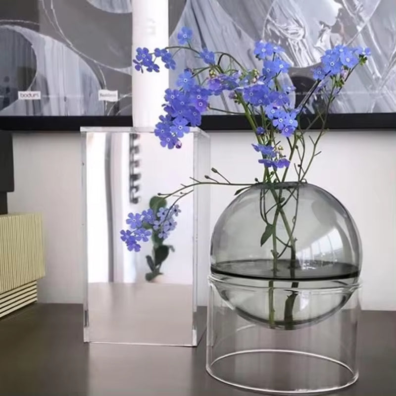 Light Luxury Home Hydroponic Glass Small Vase Transparent Dried Flower Vase Ornaments