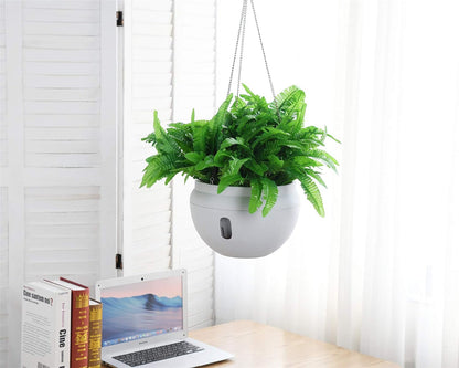 Bowl Shaped Sturdy Plastic Flowerpot, Garden Self Watering Hanging Planter, Creative Water Storage and Release Planter Pot, Indoor Outdoor Decorative Planting Pot